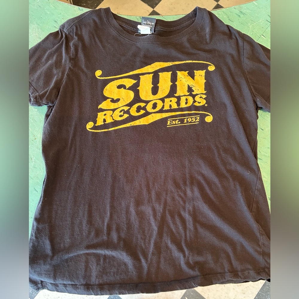 Women’s 2X Sun Records Black T-Shirt with Yellow Logo